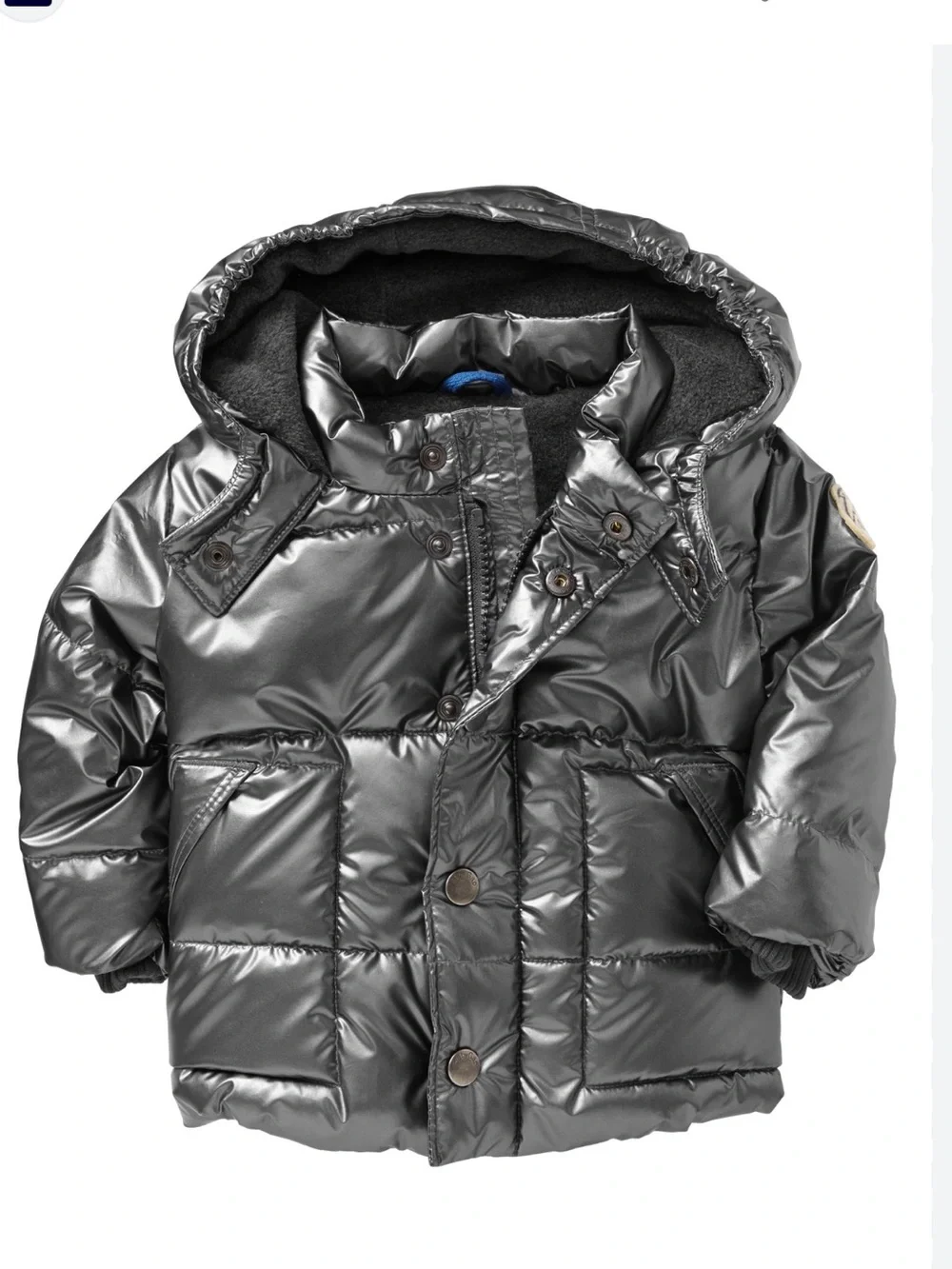Baby Gap Puffer Coat Jacket Metallic. 0-6 Months Silver Grey Fleece Lined